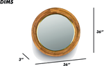 Brown Round Wooden Wall Mirror