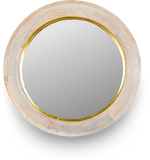 Brown Round Wooden Wall Mirror