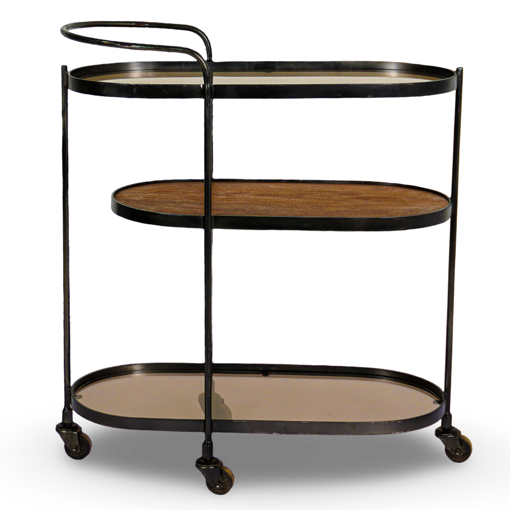 Oval Metal and Wood Trolley