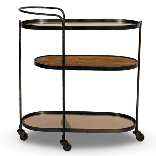 Oval Metal and Wood Trolley