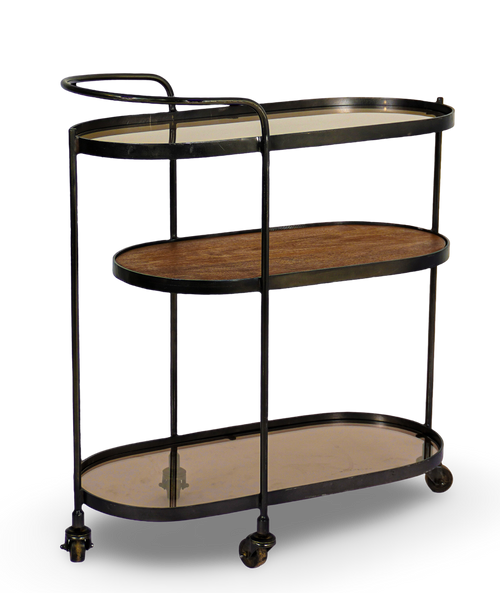 Oval Metal and Wood Trolley