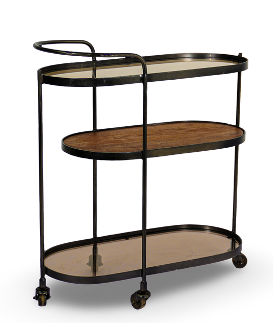 Oval Metal and Wood Trolley