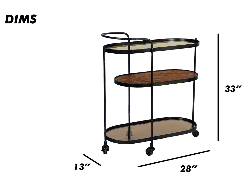 Oval Metal and Wood Trolley