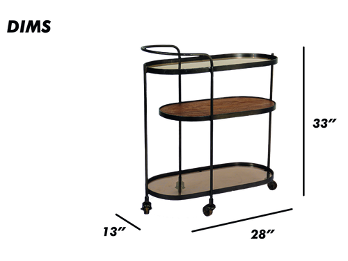Oval Metal and Wood Trolley