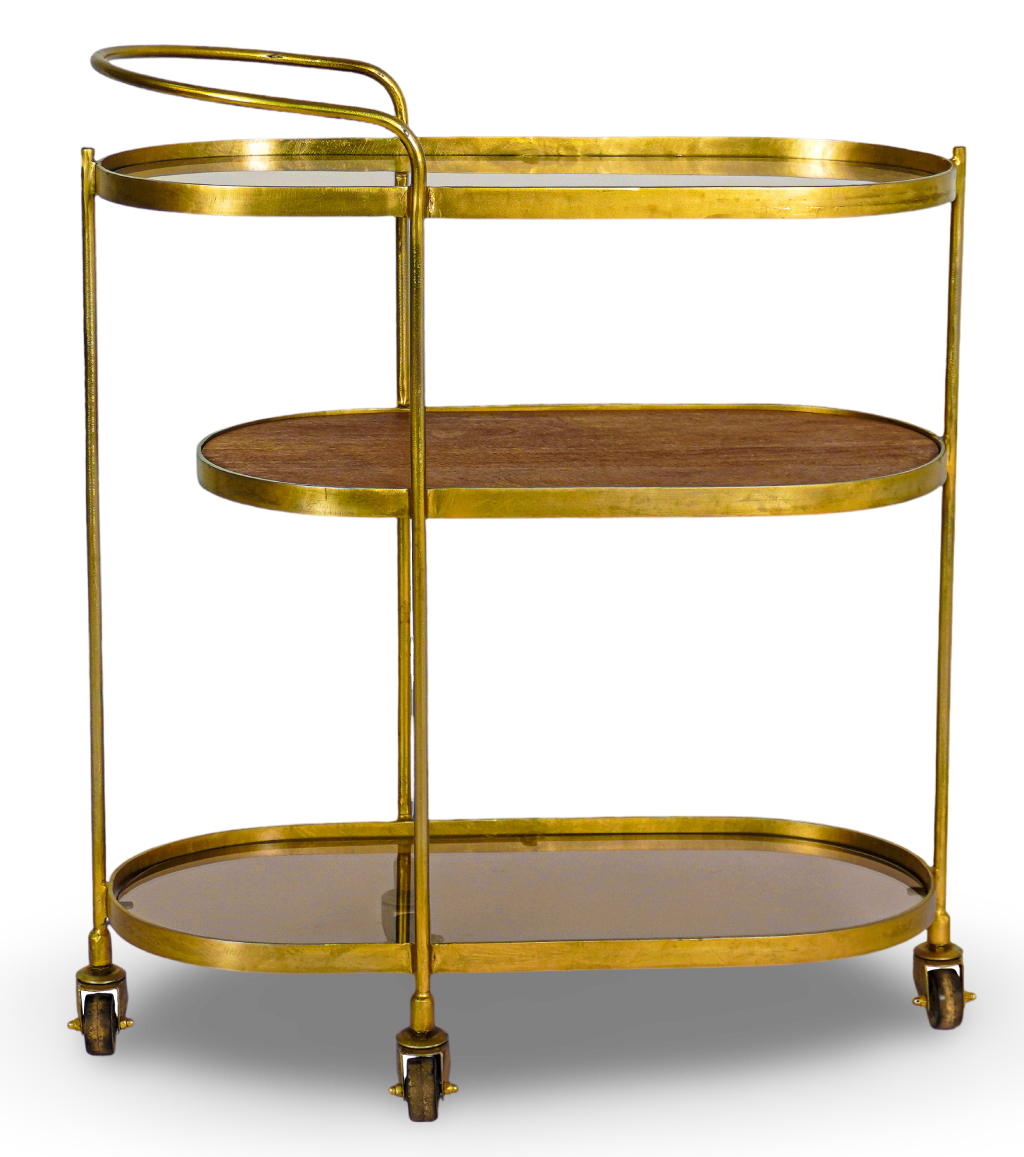 Oval Metal and Wood Trolley