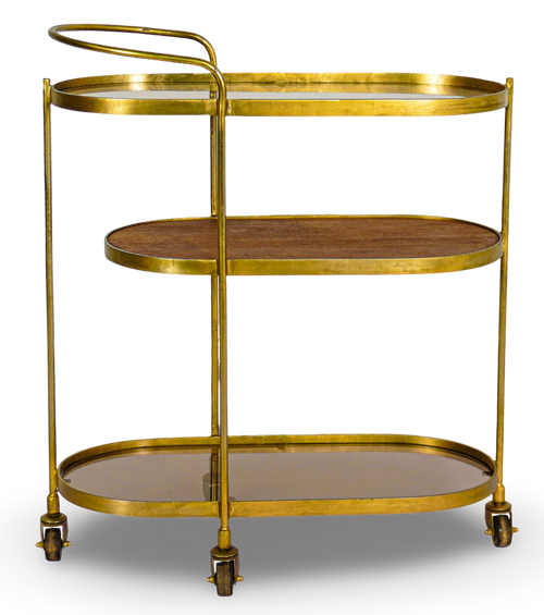 Oval Metal and Wood Trolley