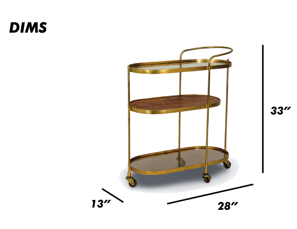 Oval Metal and Wood Trolley
