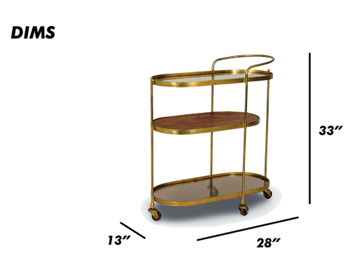 Oval Metal and Wood Trolley