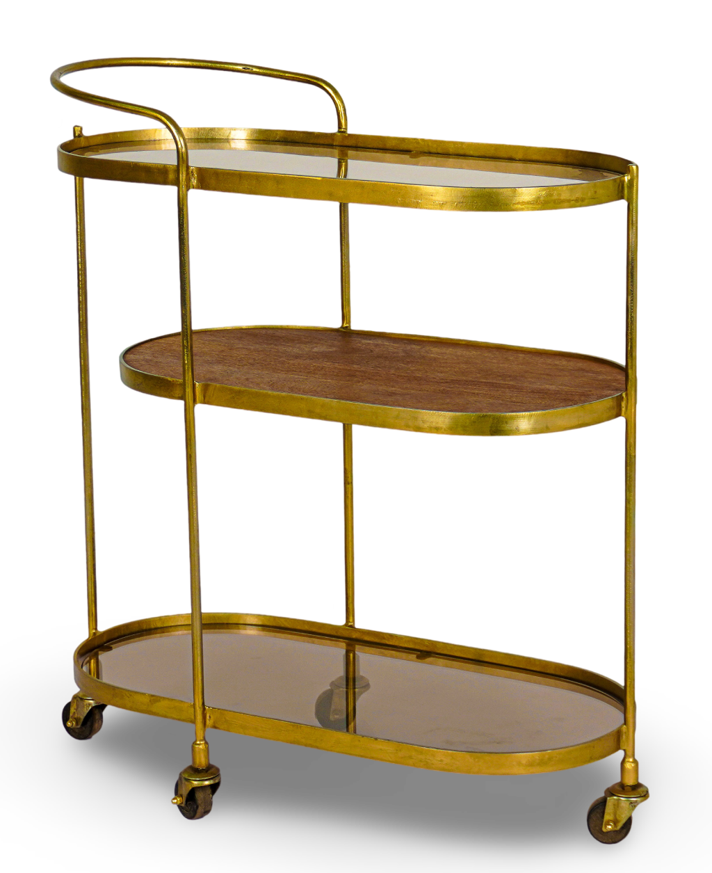 Oval Metal and Wood Trolley