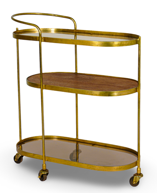 Oval Metal and Wood Trolley