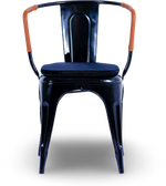 Black Steel Armchair with Leather Accents