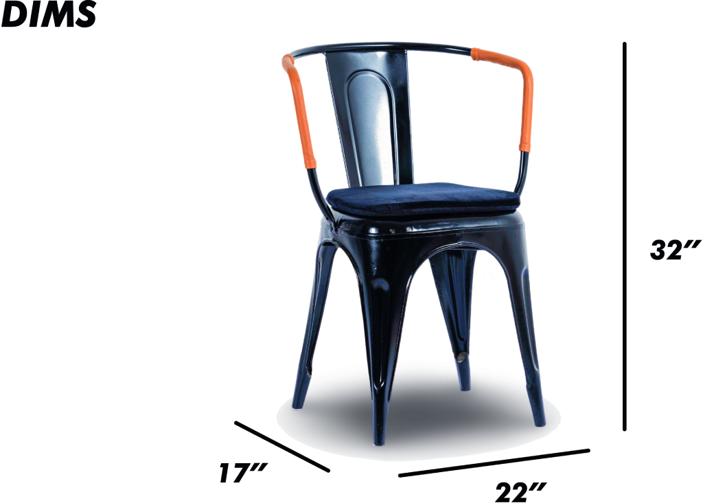 Black Steel Armchair with Leather Accents