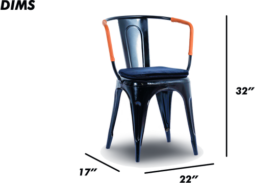 Black Steel Armchair with Leather Accents