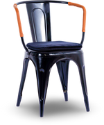 Black Steel Armchair with Leather Accents