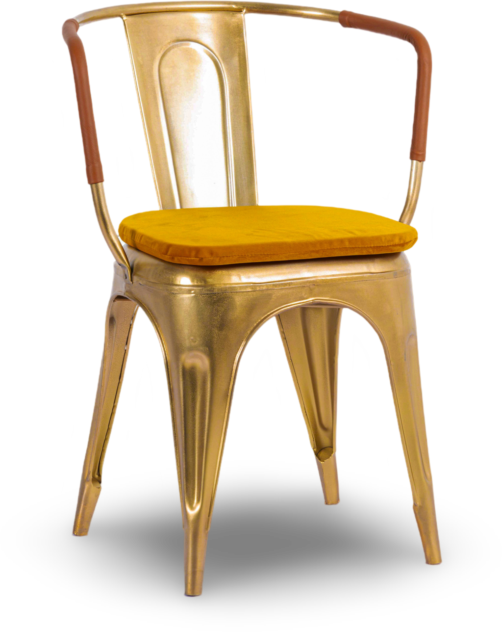 Black Steel Armchair with Leather Accents