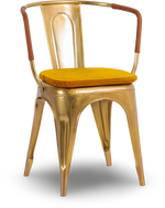 Black Steel Armchair with Leather Accents