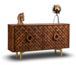 Geometric Ring Patterned Wooden Sideboard