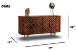 Geometric Ring Patterned Wooden Sideboard