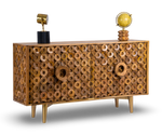 Geometric Ring Patterned Wooden Sideboard