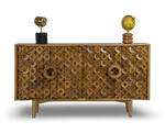 Geometric Ring Patterned Wooden Sideboard