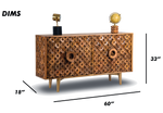 Geometric Ring Patterned Wooden Sideboard