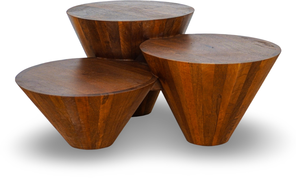 Brown Cone Coffee Table Set