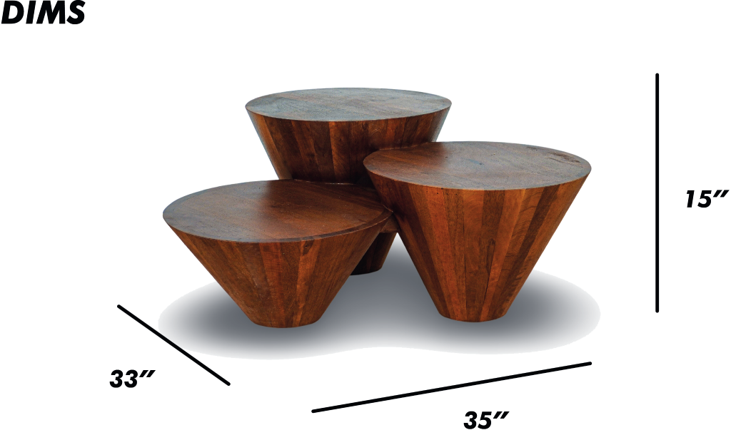 Brown Cone Coffee Table Set
