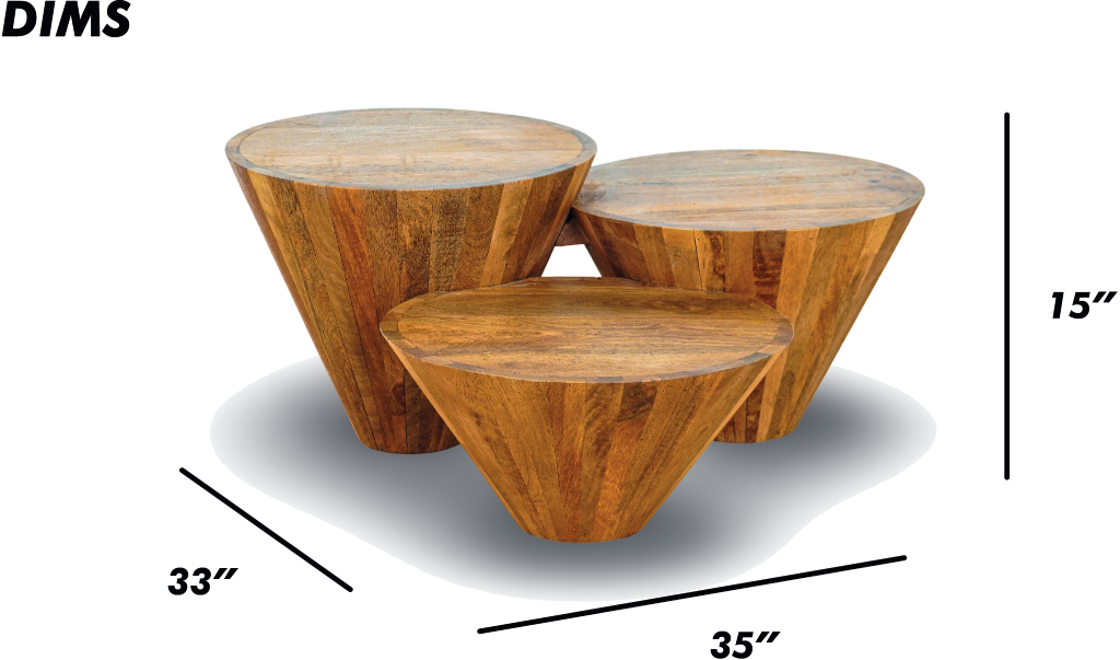 Brown Cone Coffee Table Set