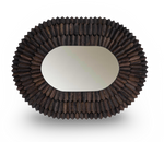 Oval Faceted Wood Frame Mirror