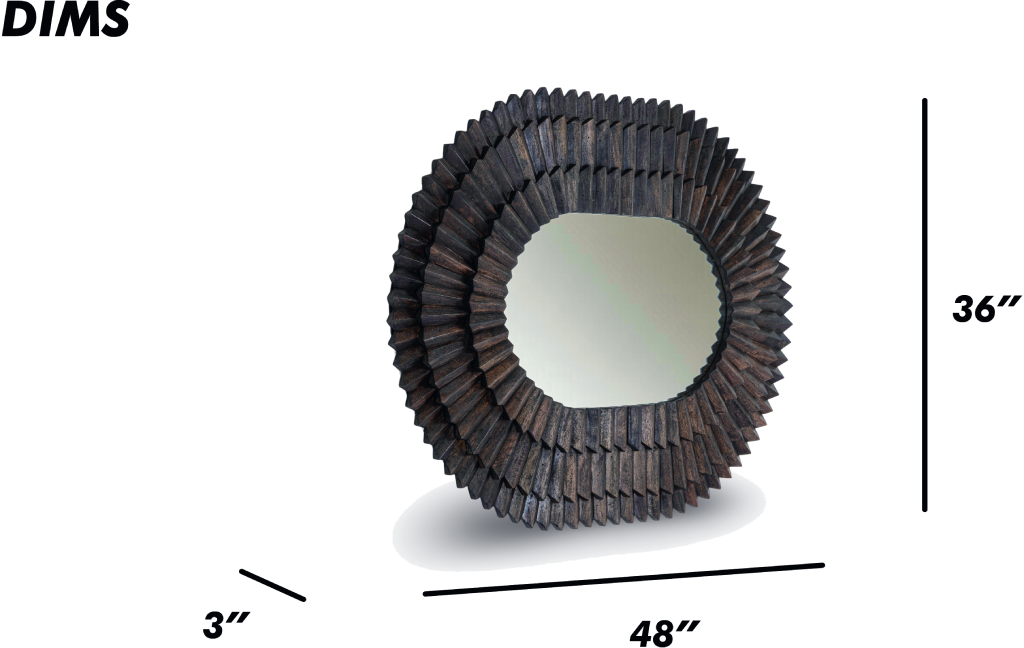 Oval Faceted Wood Frame Mirror