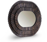 Oval Faceted Wood Frame Mirror
