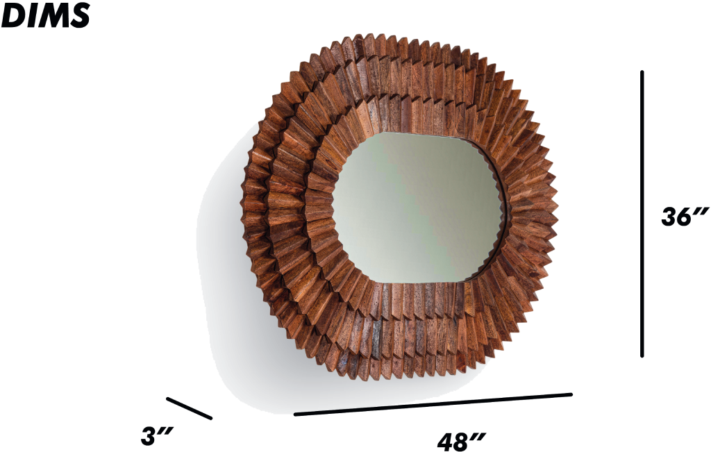 Oval Faceted Wood Frame Mirror