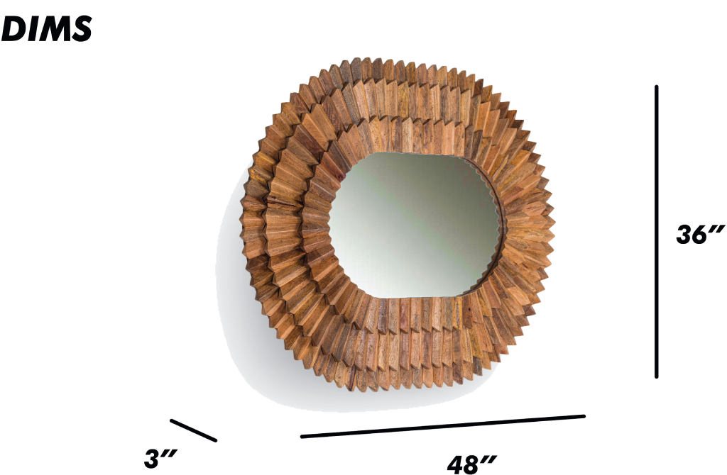 Oval Faceted Wood Frame Mirror