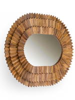 Oval Faceted Wood Frame Mirror