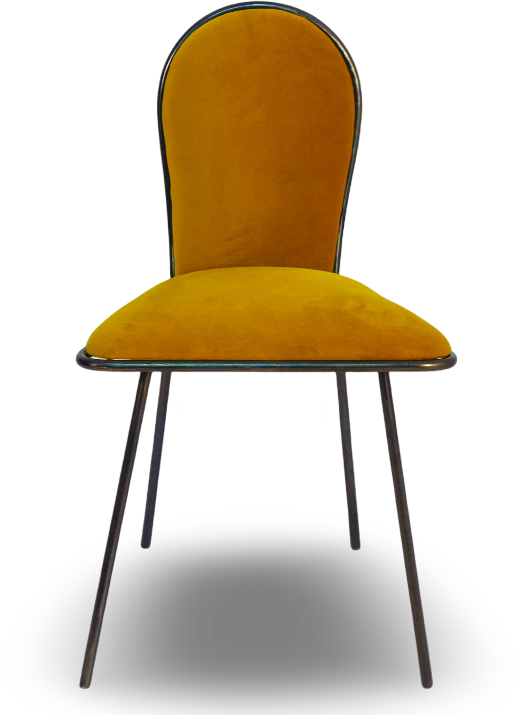 Mustard Velvet Dining Chair with Black Metal Frame