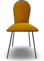 Mustard Velvet Dining Chair with Black Metal Frame