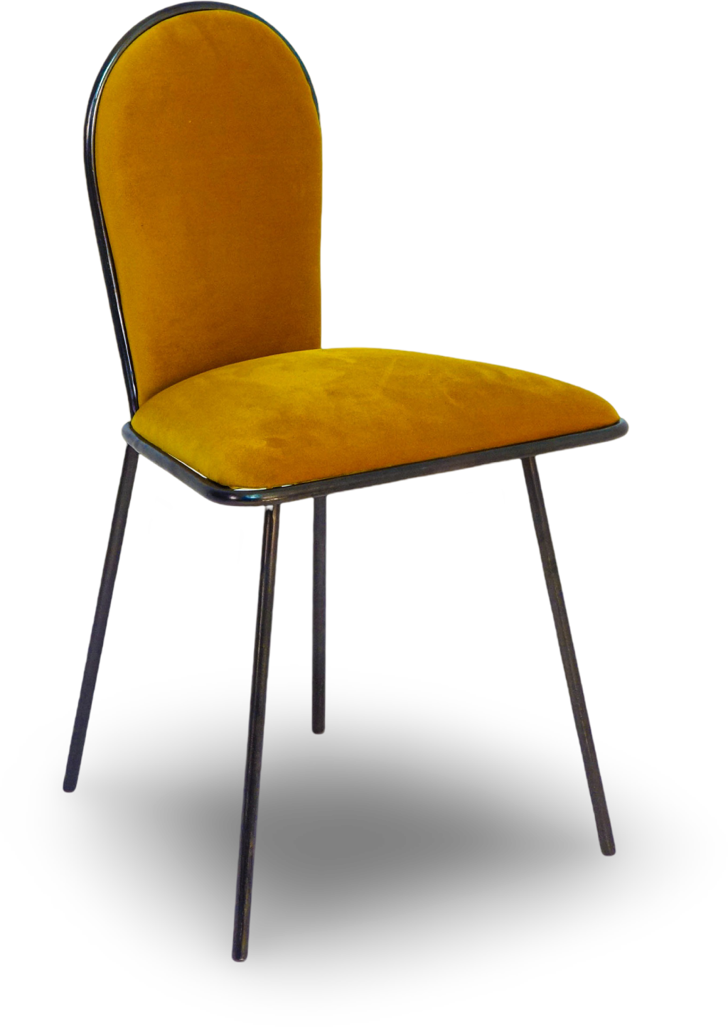 Mustard Velvet Dining Chair with Black Metal Frame
