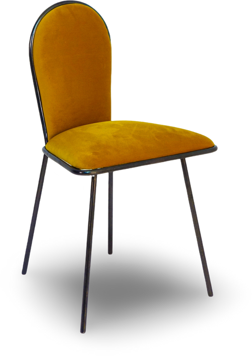 Mustard Velvet Dining Chair with Black Metal Frame