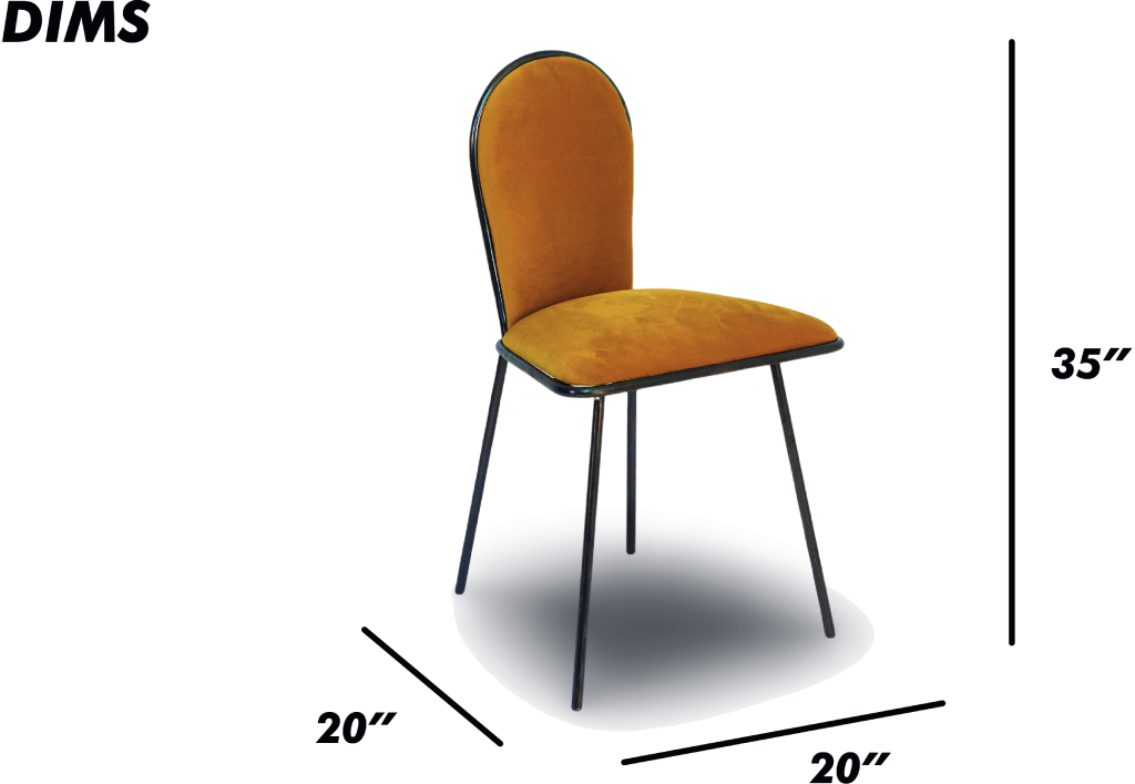 Mustard Velvet Dining Chair with Black Metal Frame
