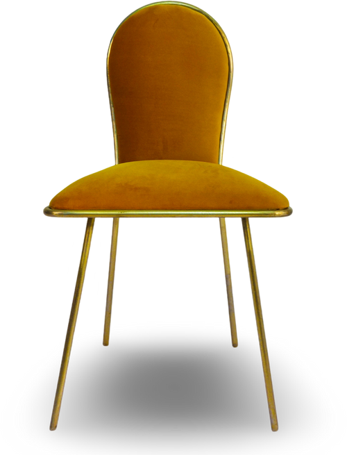 Mustard Velvet Dining Chair with Black Metal Frame