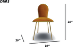 Mustard Velvet Dining Chair with Black Metal Frame