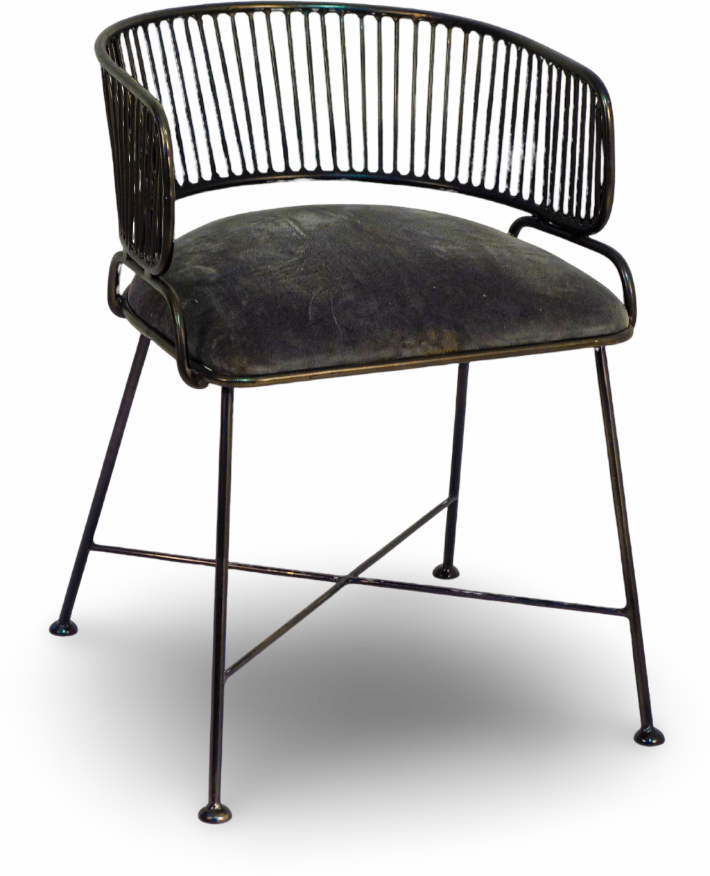 Black Wire Frame Chair with Charcoal Cushion