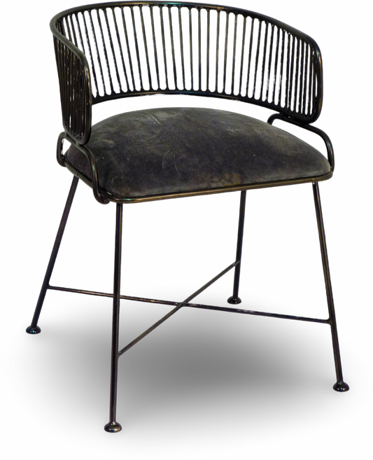 Black Wire Frame Chair with Charcoal Cushion