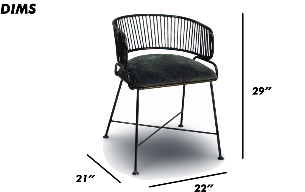 Black Wire Frame Chair with Charcoal Cushion