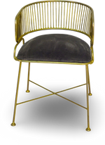 Black Wire Frame Chair with Charcoal Cushion