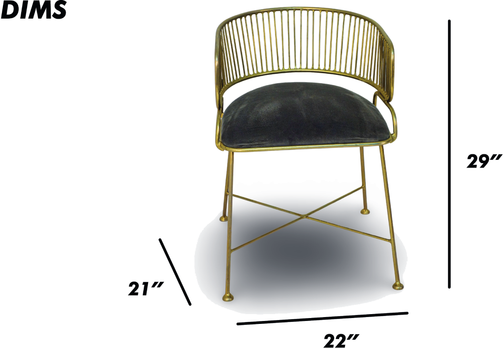 Black Wire Frame Chair with Charcoal Cushion