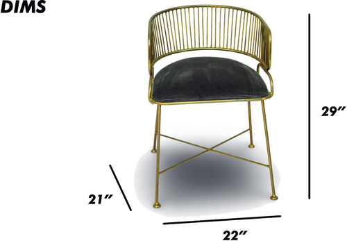 Black Wire Frame Chair with Charcoal Cushion
