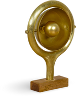 Gold Table Lamp with Wooden Base
