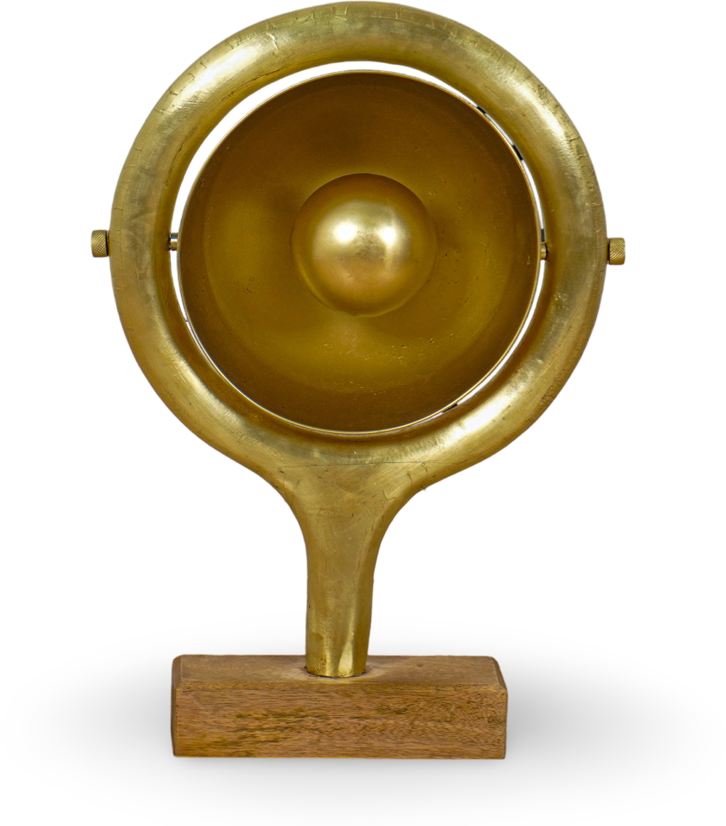 Gold Table Lamp with Wooden Base