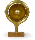 Gold Table Lamp with Wooden Base